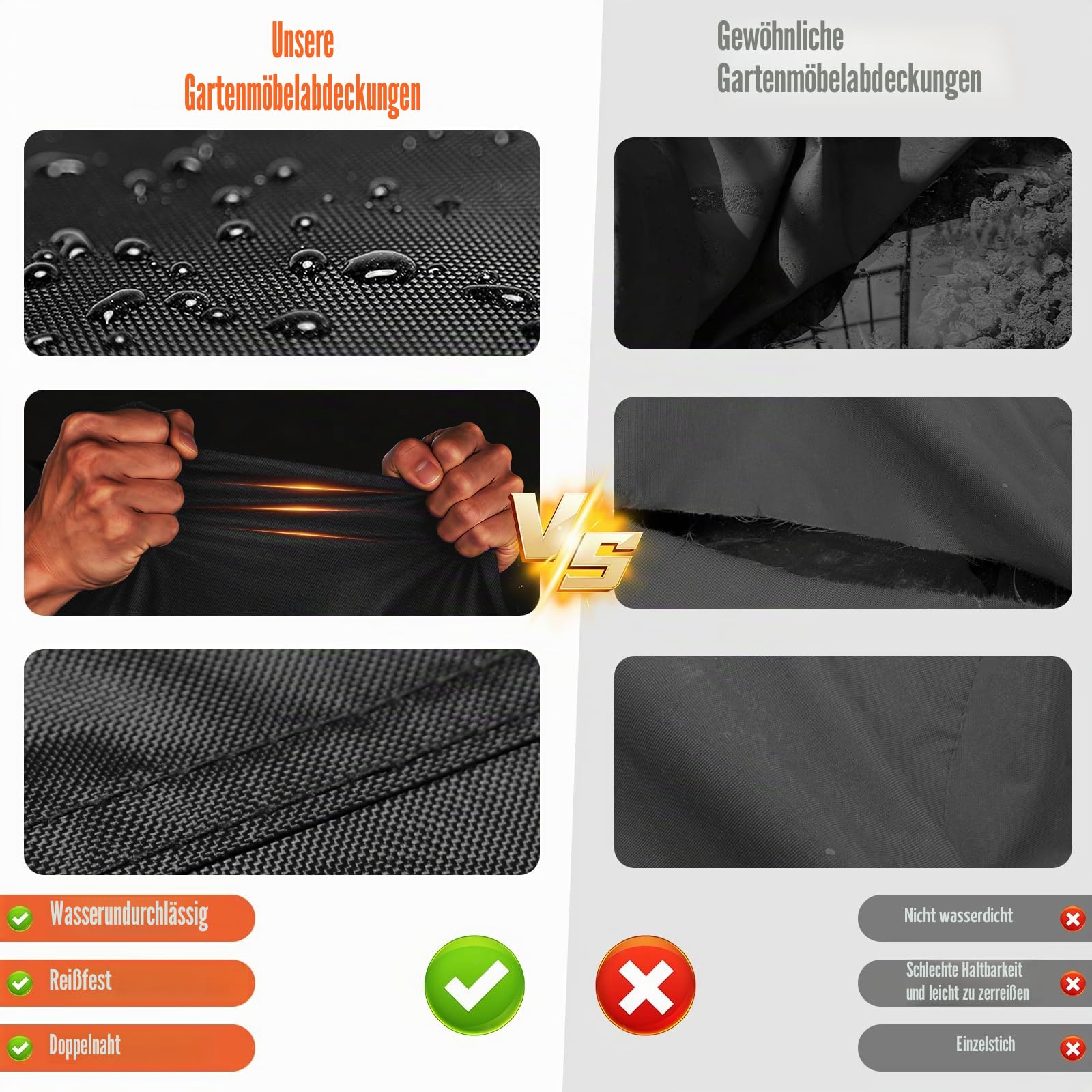 Kovshuiwe Abdeckung für Gartenmöbel 300x250x100cm, Wasserdicht 500D Oxford | Wasserdicht,Winddicht,UV-Beständiges,520D Heavy Duty Winddicht,Schutzhülle Abdeckplane,Abdeckplane für Gartenmöbel Outdoor