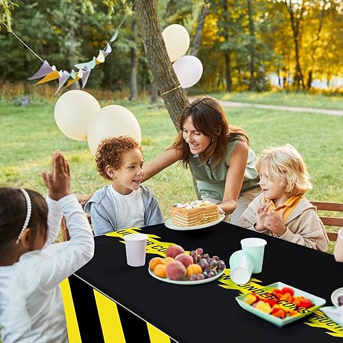 Miniatura 6 de 6 piezas de recuerdos de fiesta de construcción de 51 x 108 pulgadas, mantel de construcción temático de construcción, suministros de decoración de