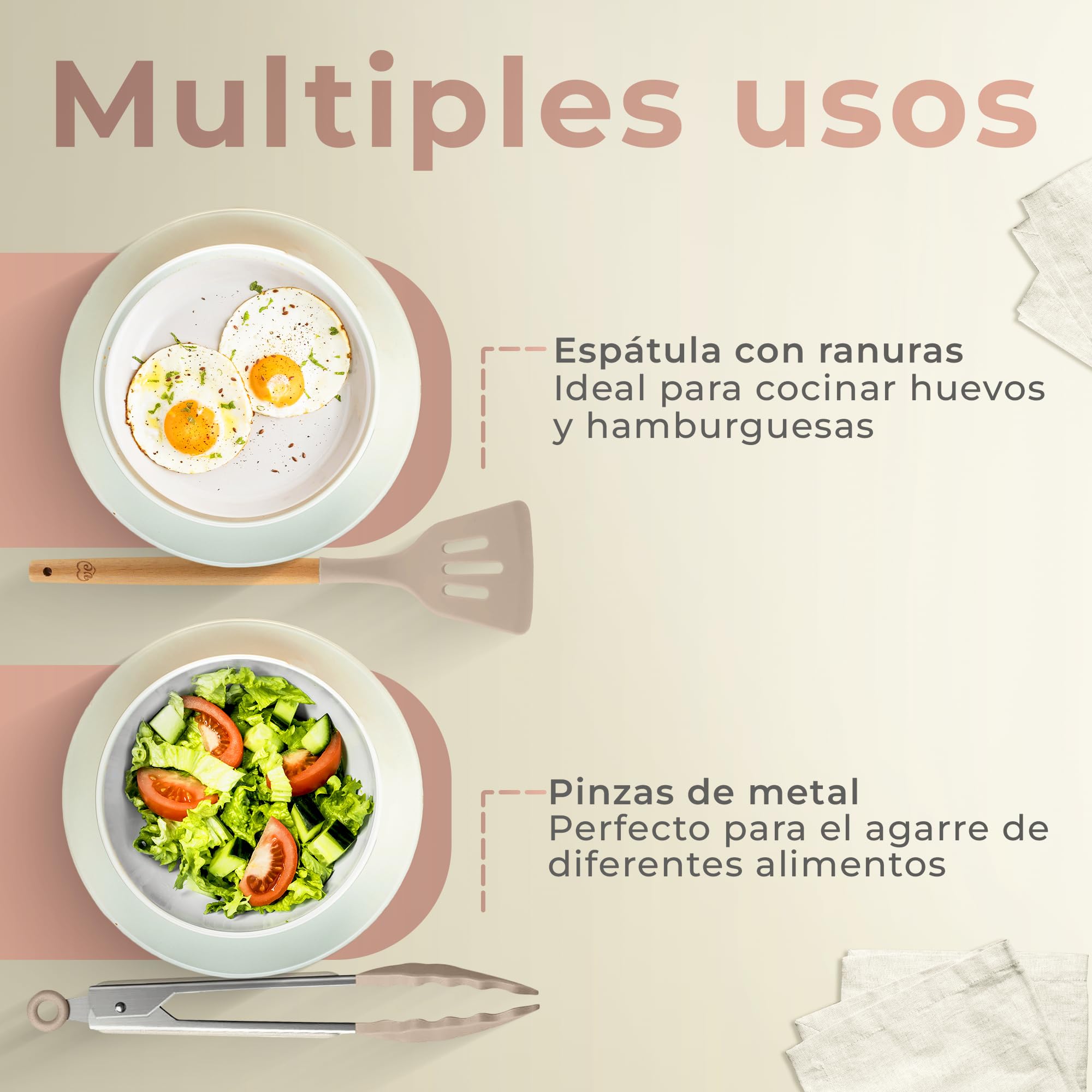 JUPPLIES Juego de Utensilios de Cocina de Silicona 12 Piezas con Mangos de Madera y Soporte Organizador – Set Antiadherente Resistente al Calor – Apto para Todas Las Ollas y Sartenes - Marrón — view 5