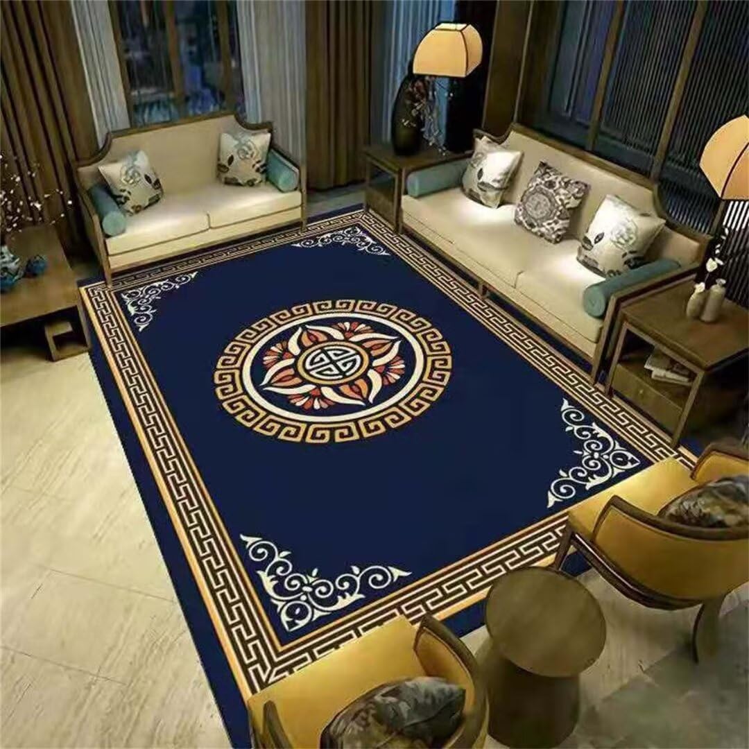 Tapis de salon bleu 180x250 cm grand tapis rafraîchissant chat lavable et durable