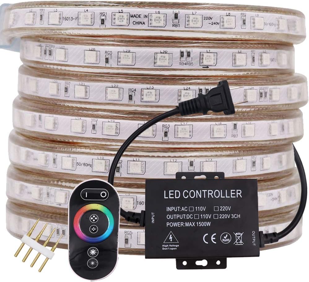 🔥 Hot Deals Xunata 164ft LED RGB Rope Strip Light, AC 110-120V 60 LEDs/M SMD 5050 Touch Remote Control Multi-Color Changing Waterproof Flexible Strip Lights for Indoor Outdoor Christmas Decoration