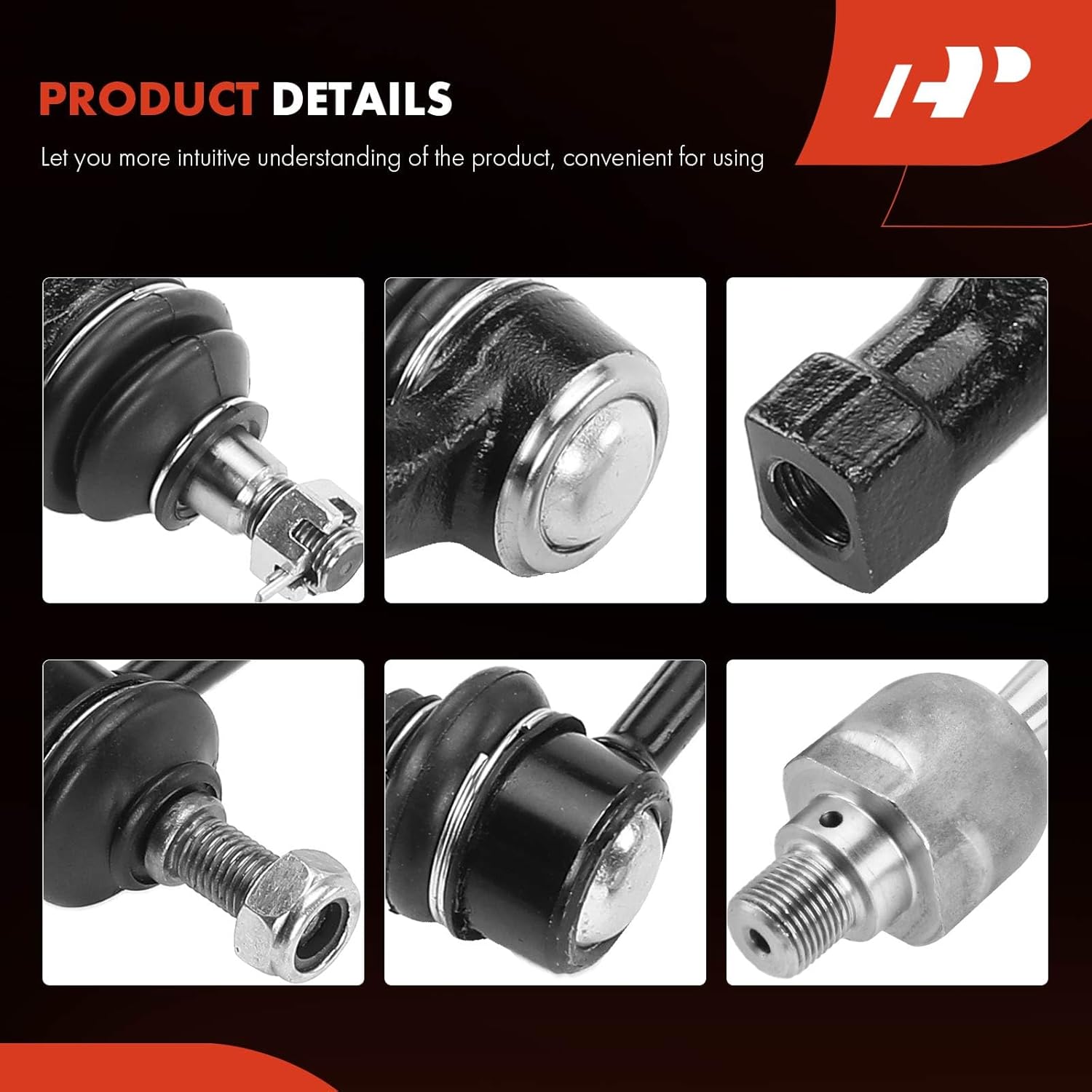 A-Premium Set of 8, Front & Rear Sway Bar Link, Front Inner & Outer Tie Rod End, Compatible with Kia Sorento 2004 2005 2006