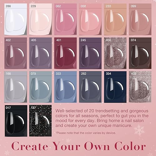 Miniatura 5 de AZUREBEAUTY - Kit de uñas en polvo de inmersión de 31 piezas, para todas las estaciones, 20 colores con purpurina gris, nude, sistema de polvo de