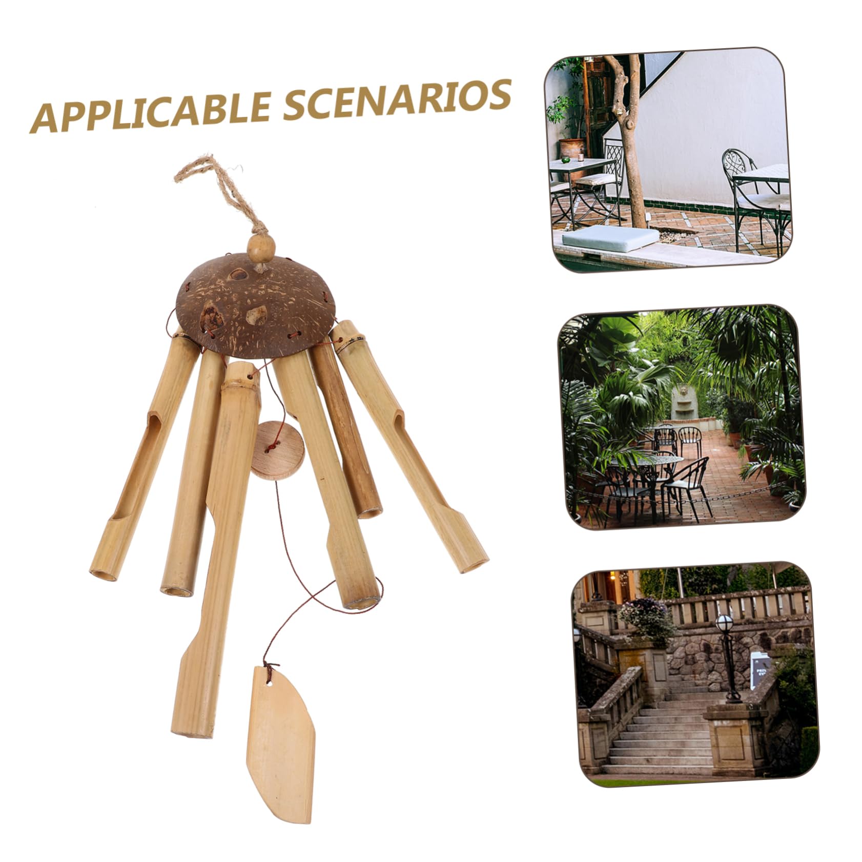 Abaodam 4 Pièces Bamboo Wind Chime Suspendu Décoration Extérieure et Agréable et Durable pour Jardin Patio Été Créatif