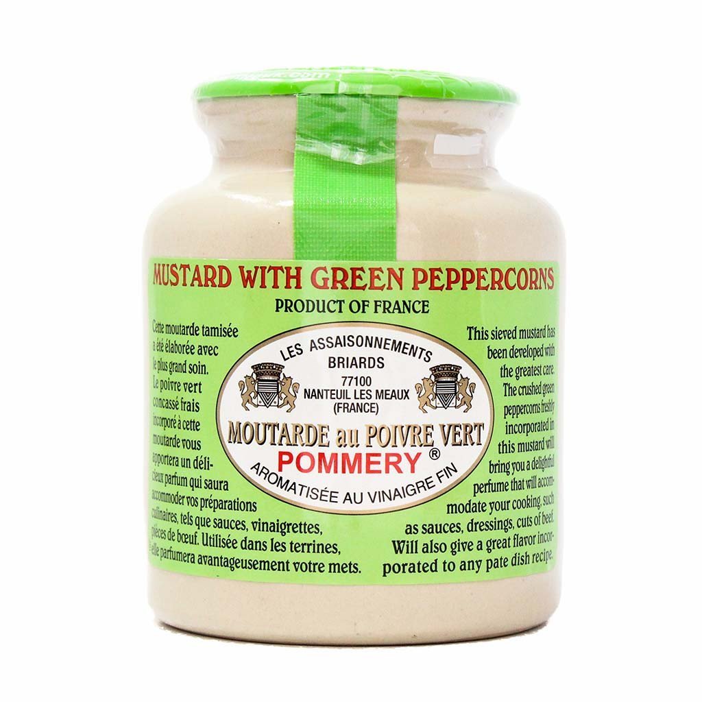 Pommery - Gourmet Green peppercorn Mustard from France in crock 8.8oz (2 PACK)