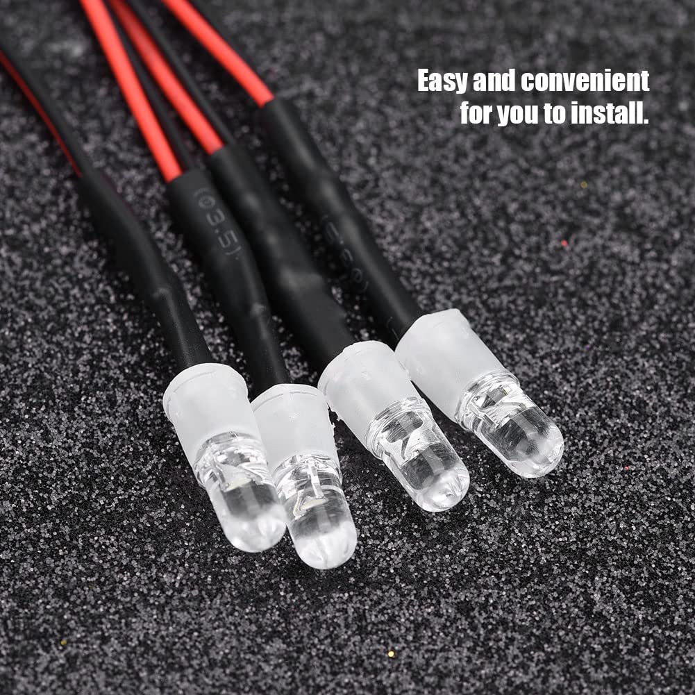 RC Car LED Lights, 4 sztuki 5mm Reflektory Zestaw reflektorów tylnych do akcesoriów do samochodów ciężarowych 1/10 (13# Białe światło + czerwone światło)