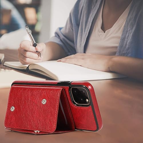 Miniatura 5 de LUVI Funda con tarjetero para iPhone 11 Pro con correa para el cuello, cadena cruzada, correa de muñeca, funda protectora con ranura para tarjeta de