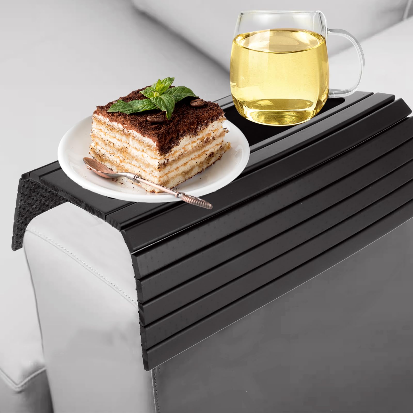 Taca na sofę na podłokietnik, Taca na sofę 43,1 x 34,1 cm, Stolik pomocniczy Kanapa Półka Taca Drewniana taca Taca na sofę, Stolik do sofy Półka na sofę Uchwyt na napoje z antypoślizgową
