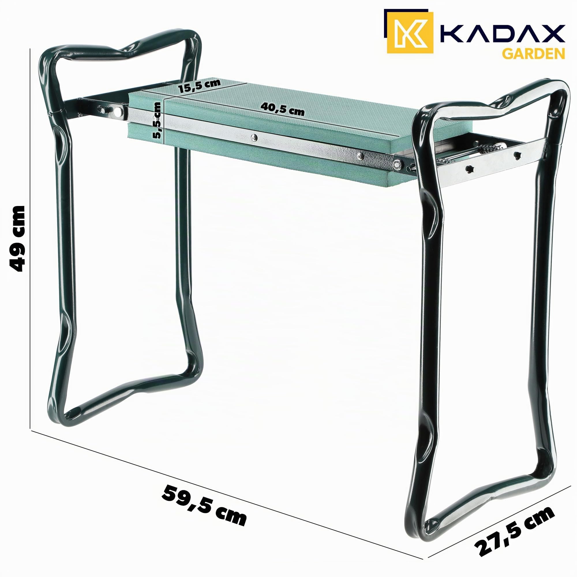 KADAX Banc Jardinage Pliable agenouilloir | 59,5x49x27,5cm | Coussin Mousse | s'agenouiller s'asseoir Jardin | Acier Durable