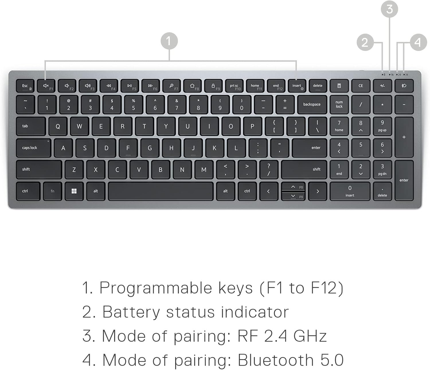 Dell Multi-Device Wireless Keyboard and Mouse Combo - KM7120W - Image 4