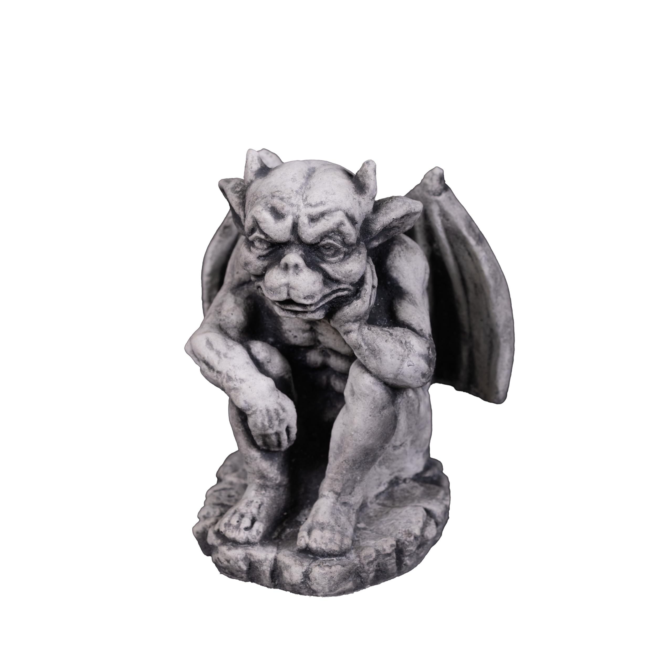 Gartendekoparadies.de Grey Gargoyle Gate Keeper Garden Figurine, 21 Cm Height, Cast Stone, Medieval Style, 4 Kg, Cast Stone, Frost Proof For Outdoor Use