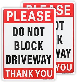 2 Pack Please Do Not Block Driveway Sign, 14"x 10" .040 Rust Free Aluminum – Reflective, UV Protected and Weatherproof
