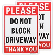 2 Pack Please Do Not Block Driveway Sign, 14"x 10" .040 Rust Free Aluminum Reflective, UV Protected and Weatherproof