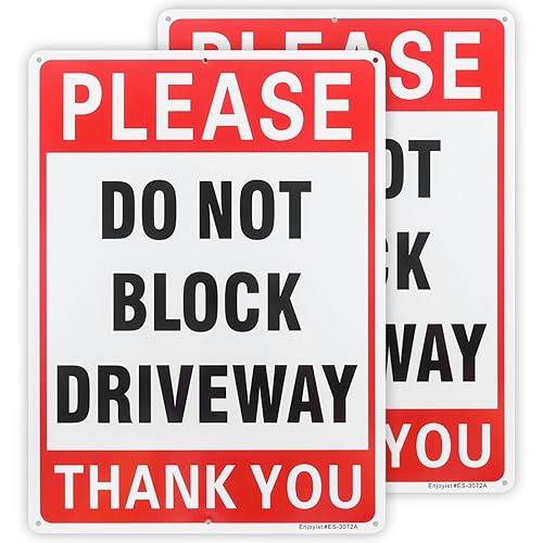 2 Pack Please Do Not Block Driveway Sign, 14"x 10"