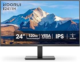 Monitor Koorui 24" IPS FHD 1080p 120Hz sRGB 99% HDMI/VGA Inclinação Ajustável VESA Ideal para Escritório e Home Office Preto E2411H