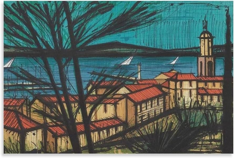 Amazon.co.jp: ベルナールビュッフェポスター《サントロペのパノラマ