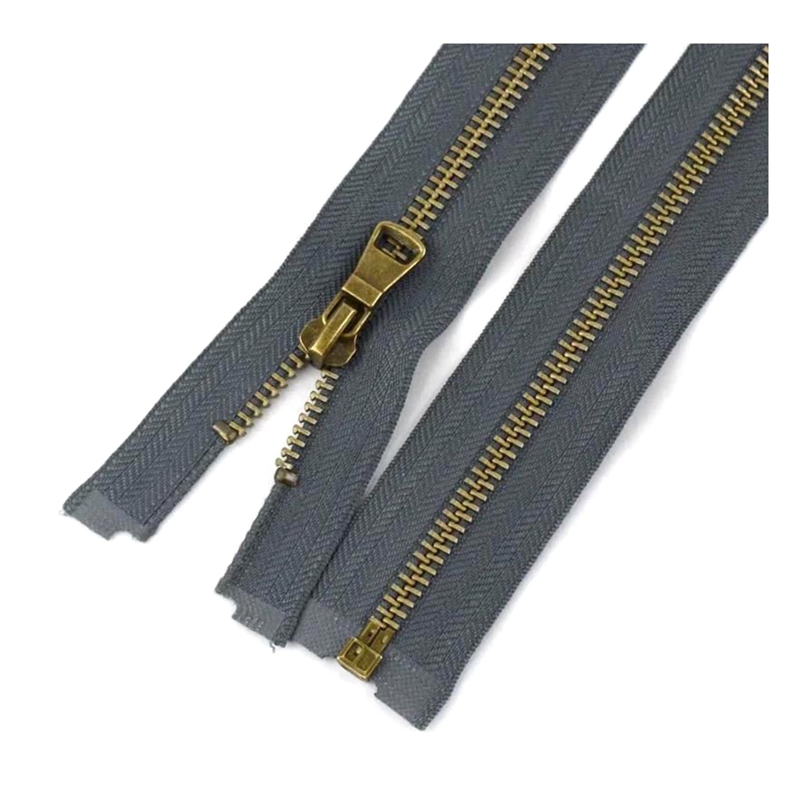 Cremalleras Cremallera metálica de 2 Piezas n.° 5, con Dientes de Bronce y Extremo Abierto, for Coser Chaquetas y Bolsos.(Gray,90cm)