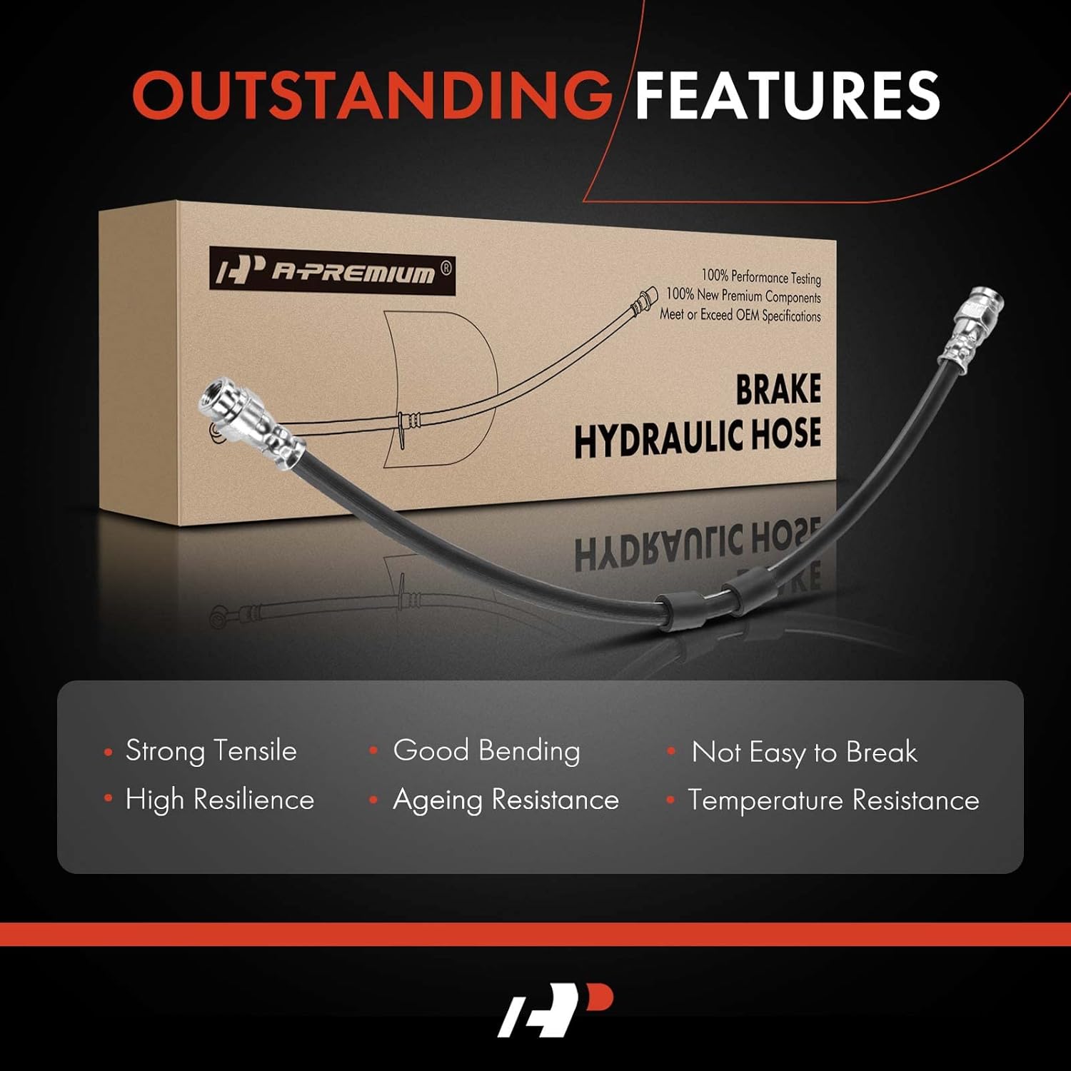 A-Premium Rear Passenger Outer Brake Hydraulic Hose Compatible with Dodge, Chrysler and Volkswagen Models - Grand Caravan 2008-2011, Town & Country 2008-2011, Routan 2009-2011