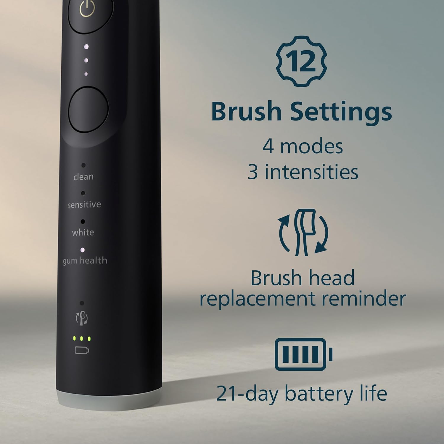 Philips Sonicare 7300 Series Electric Toothbrush - Next-Generation Sonicare Technology, Pressure Sensor, 12 Brushing Settings, SmarTimer, BrushPacer, 21-Day Runtime, Travel Case, Black, HX7421/07 view 6