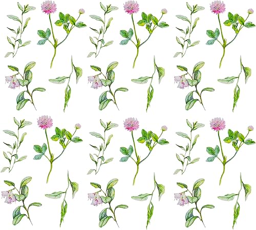 Miniatura 7 de Maydahui Calcomanía de pared de flores salvajes con hojas de campo (40 x 42 pulgadas), decoración de pared de hojas frescas, juego de 24 flores y