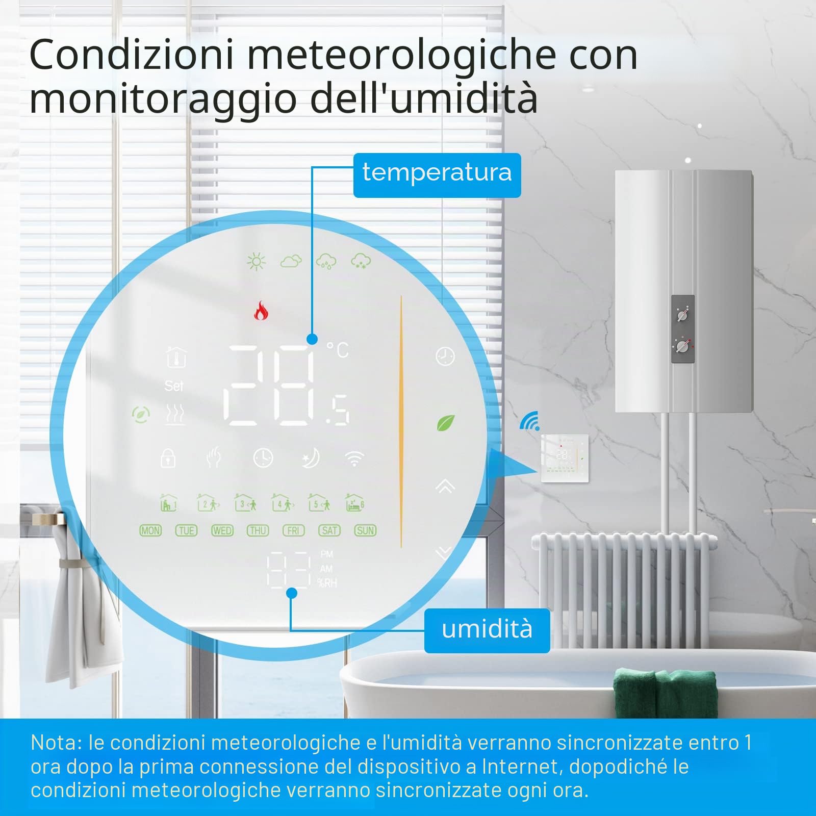 MOES Tuya WiFi Termostato intelligente per caldaia a gas termostati | programmabili, controllo wireless Tuya/Smart Life APP/Alexa/Google Home, WiFi 2.4GHz, 5A