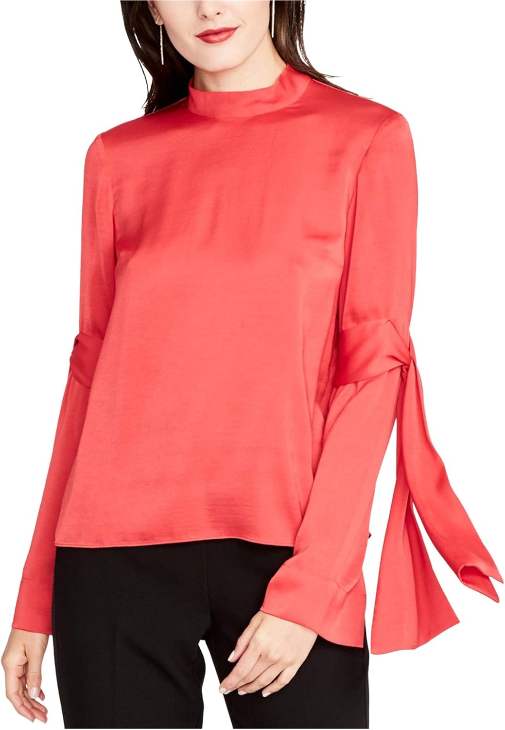 Rachel Roy Womens Tie Sleeves Knit Blouse, Red, 12