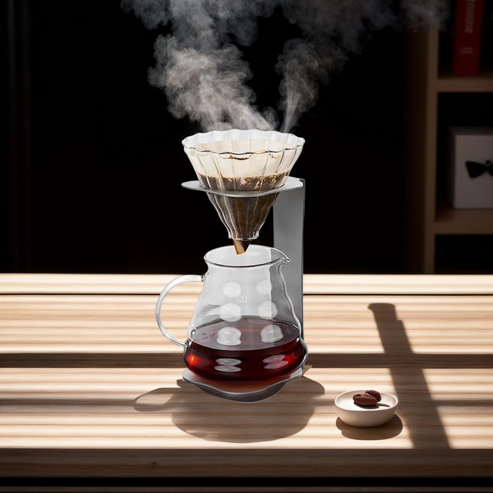 Kaffee Pour-over Station, Tragbarer Kaffeemaschinen Ständer, Kompakte Multifunktions-Filterstation mit Untersatz