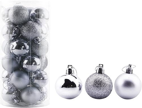 Miniatura 7 de Bestjybt - Paquete de 24 esferas navideñas irrompibles para decorar arbolitos y fiestas navideñas incluyen ganchos para colgarlas