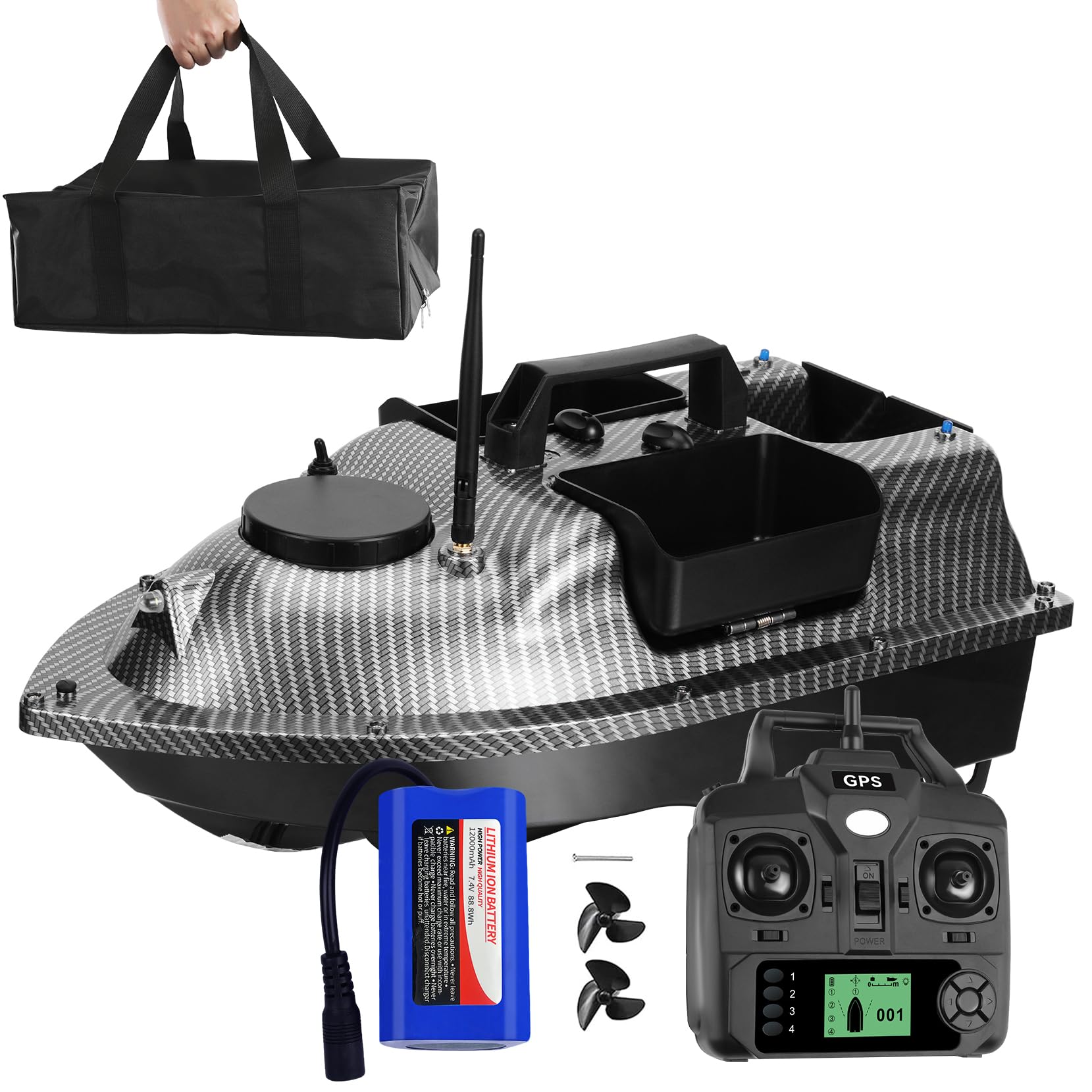 Barco De Cebo Con GPS De 500 M Y Batería De 12000 MAh – Control Remoto Y Retorno Automático