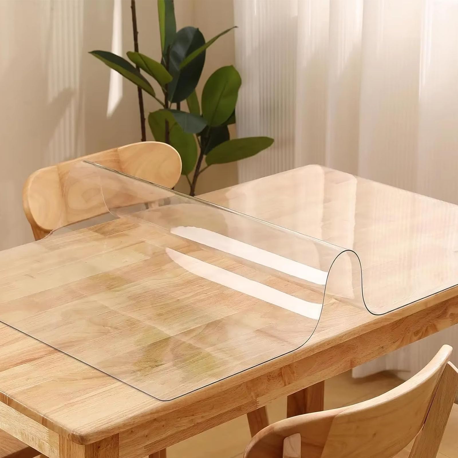 Maßanfertigung Transparente Tischfolie, Tischdecke Nach Maß, Esstisch, PVC Glasklar Folie Tisch Schutzfolie, Benutzerdefinierte Größe Form, Rund, Rechteckig,Wasserdicht Schutztischdecke Küche, Haushalt & Wohnen