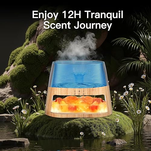 Miniatura 5 de Difusor de aceite esencial 2 en 1 y lámpara de sal del Himalaya, dos modos de iluminación, difusor de aromaterapia, función de apagado automático,