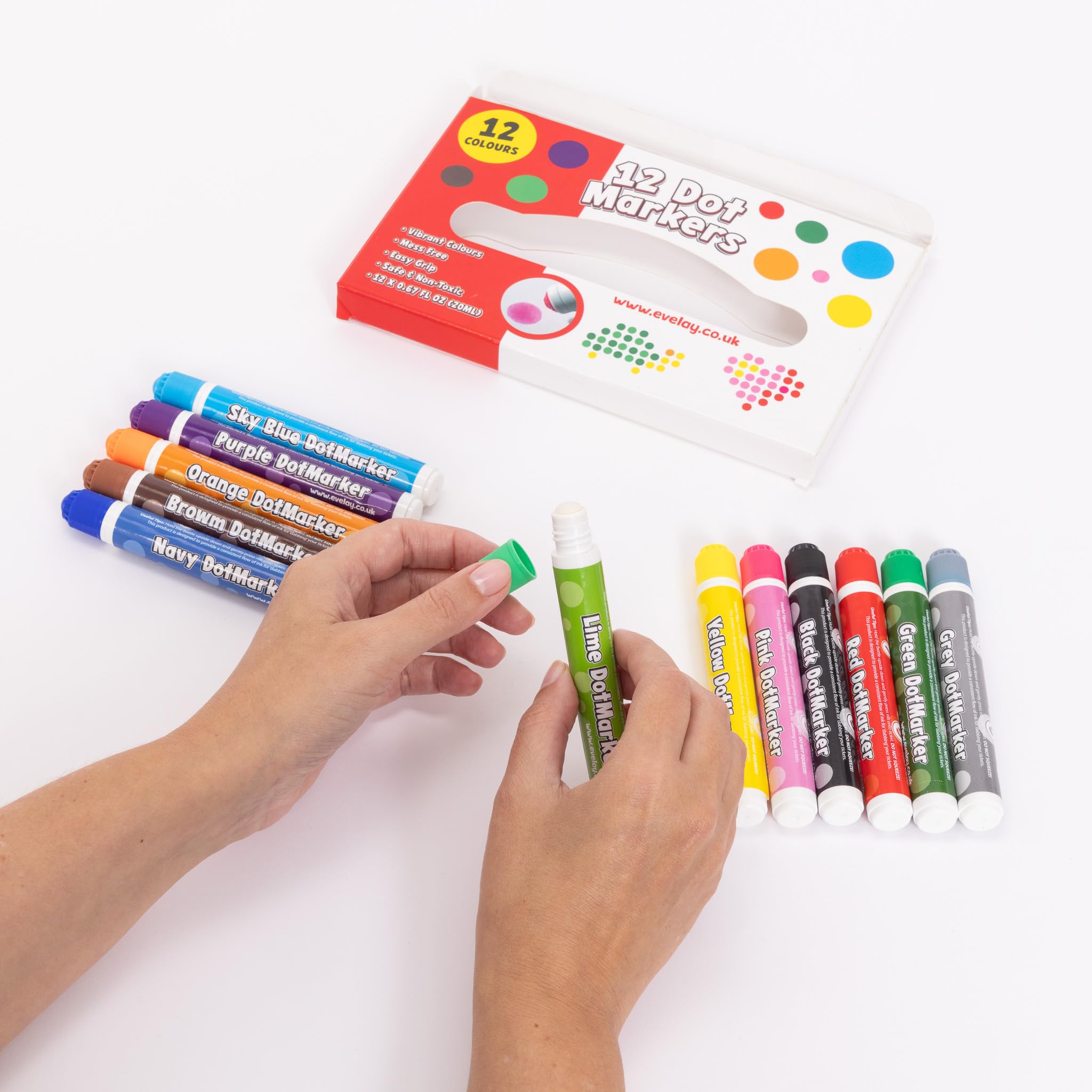 evelay 12 Coloured Dotters Dabbers Felt Dot Markers Mixed Pens Ticket Dobbers Non Drip, Multicolor - Image 4