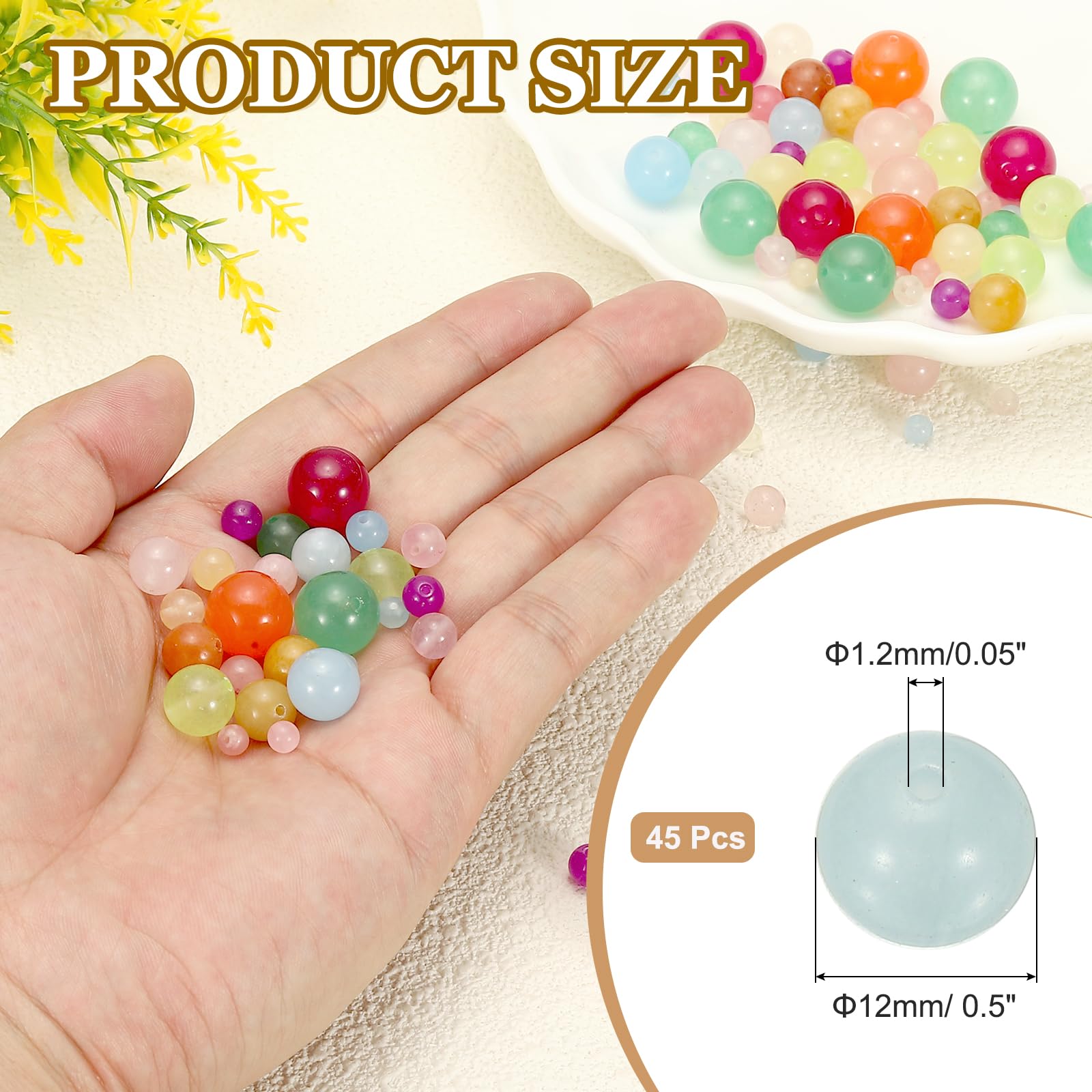 PATIKIL 45 Pcs 12mm Grey Blue Aventurine Beads - Image 2