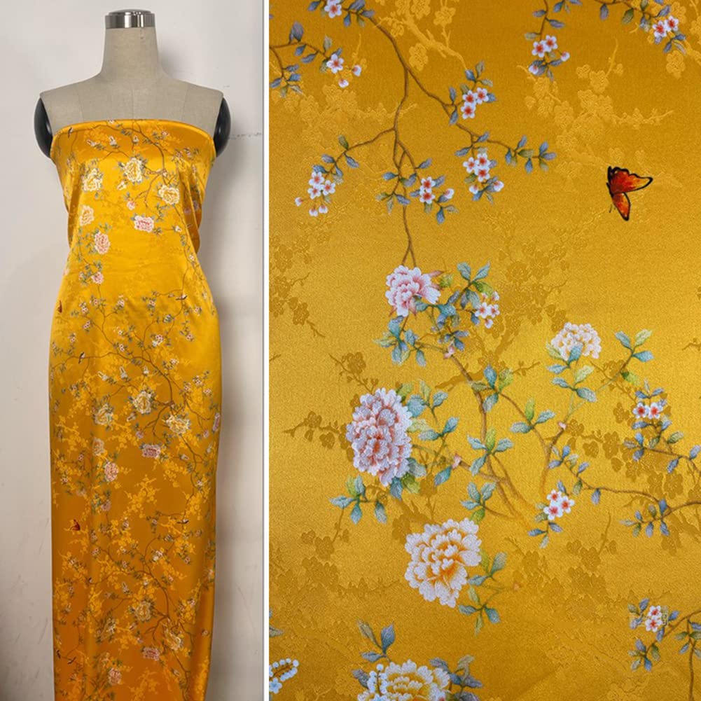 Jedwabna brokatowa tkanina satynowa 116 cm x 50 cm do odzieży DIY