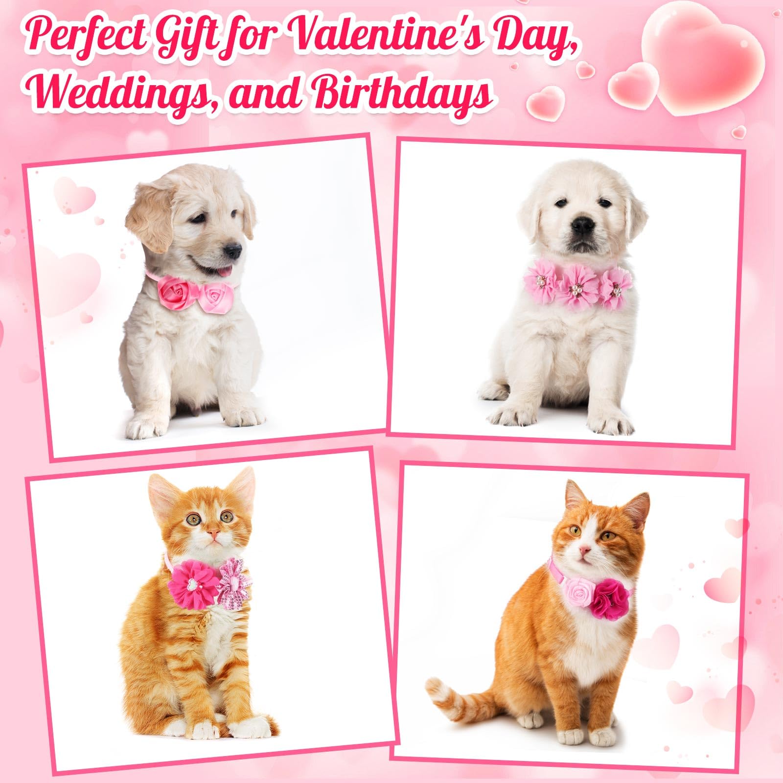 50 Stück Hundehalsband, Welpenschleifen, Haustierzubehör, Blumenschleifen für kleine, mittelgroße Hunde, Katzen, Welpen, Fliegen, Haustierblumen, Zubehör, Weihnachten, Party, Hochzeit, Valentinstag