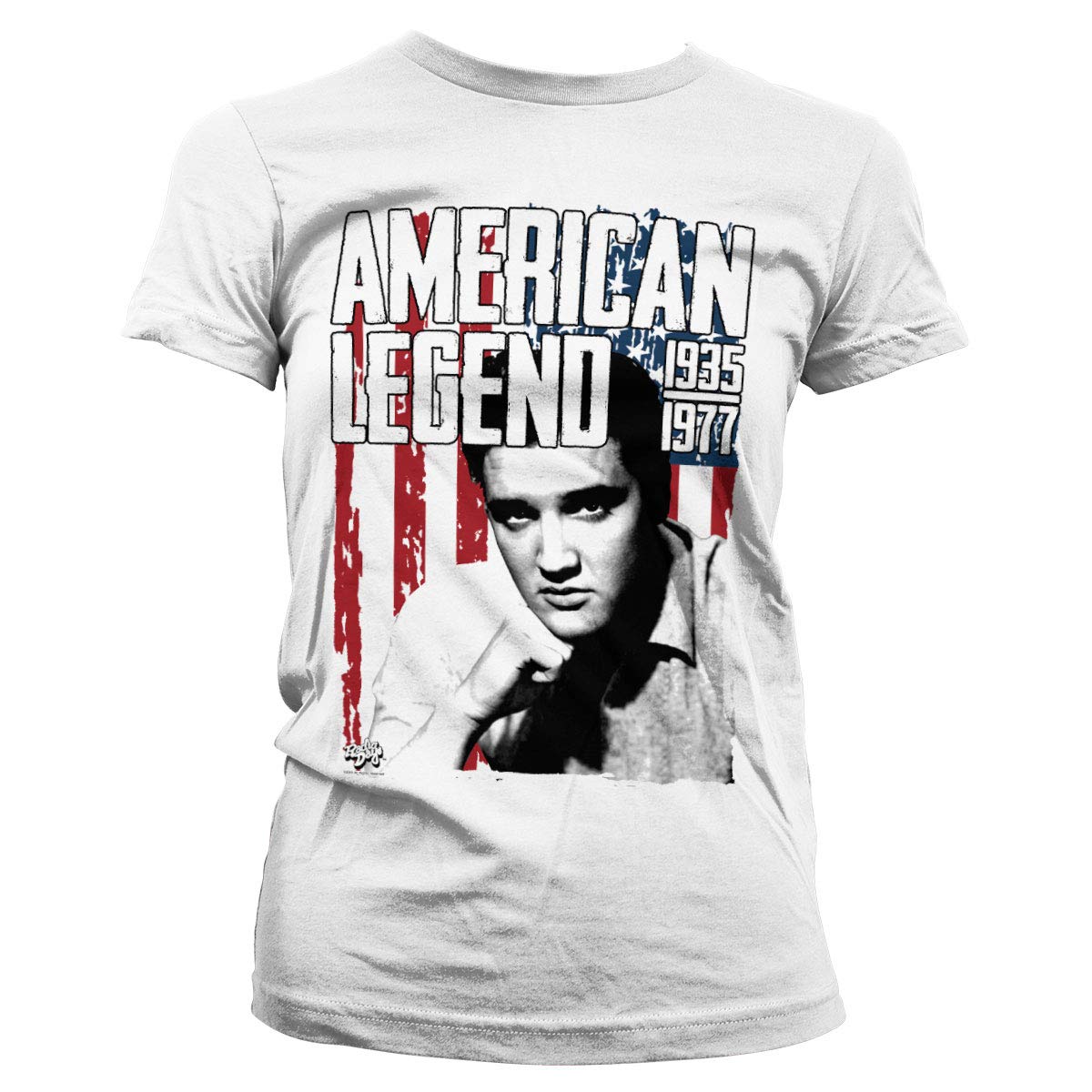 Elvis Presley Women's White Officially Licensed American Legend T-Shirt (White), Large