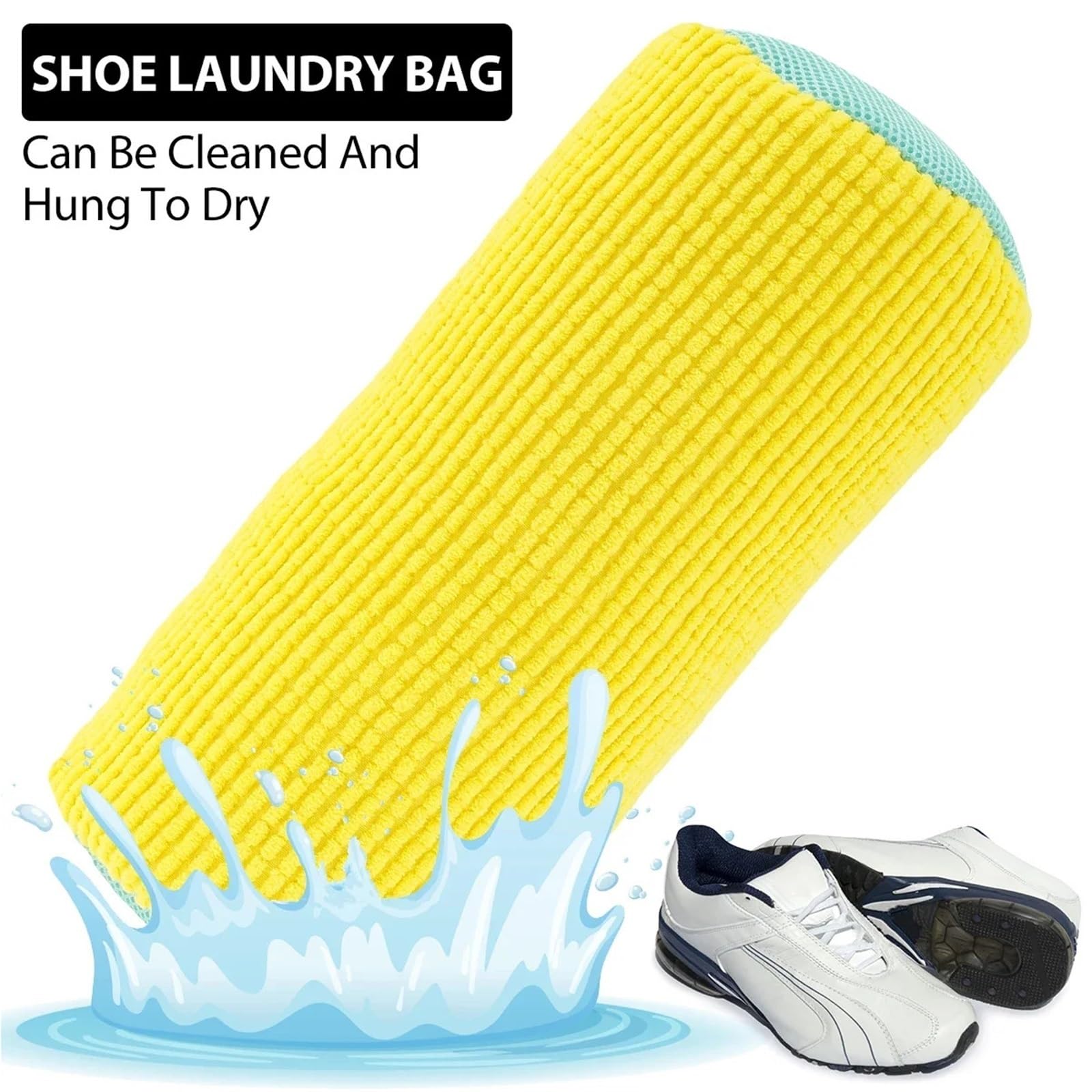 1/2 sacchetti protettivi per scarpe da bucato, in fibre di poliestere, per lavare le scarpe, accessori per lavanderia, colore giallo, 2 pezzi