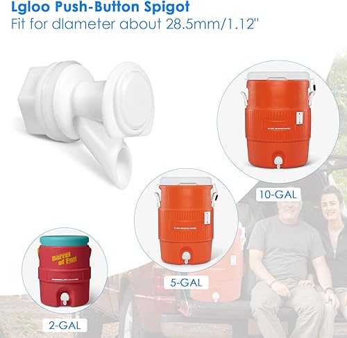 Miniatura 3 de 3 piezas de repuesto de grifo de agua con botón, reutilizable, compatible con enfriador de agua Igloo de 2, 3, 5 y 10 galones, sin BPA, grifo de