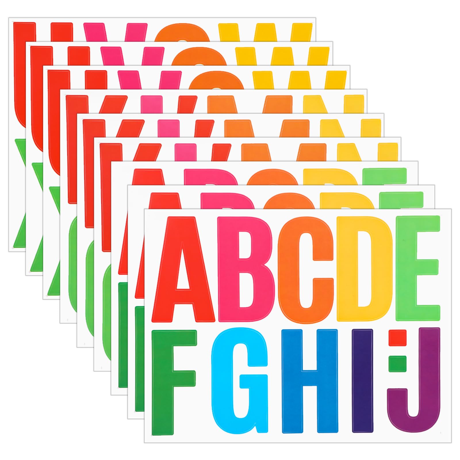 BOHUIZ 102PCS Large Letter Stickers 4 Inch Alphabet Letter Bulletin Board Letters Self Adhesive Waterproof Vinyl Stick Letters Stickers for Poster Board Mailbox Classroom Home Decor(9 Sheets Colorful)