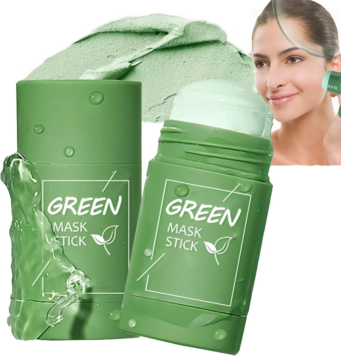 Green Tea Cleansing Mask Stick for Face (2 Pack), Blackhead Remover