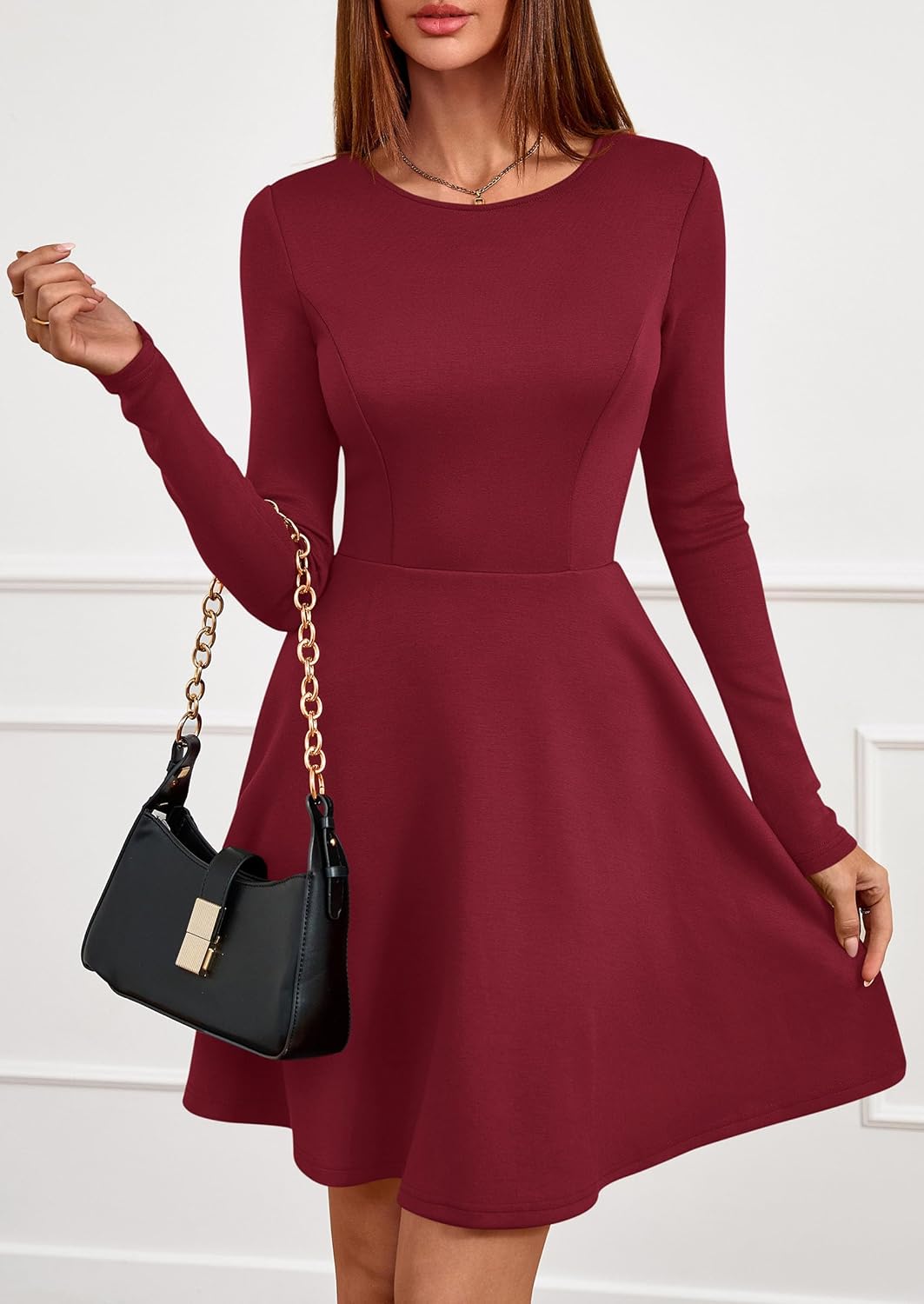 PRETTYGARDEN Womens Long Sleeve Cocktail Mini Dress 2026 Fall Crew Neck A Line Homecoming Party Short Dresses Elegant Classy - Image 6