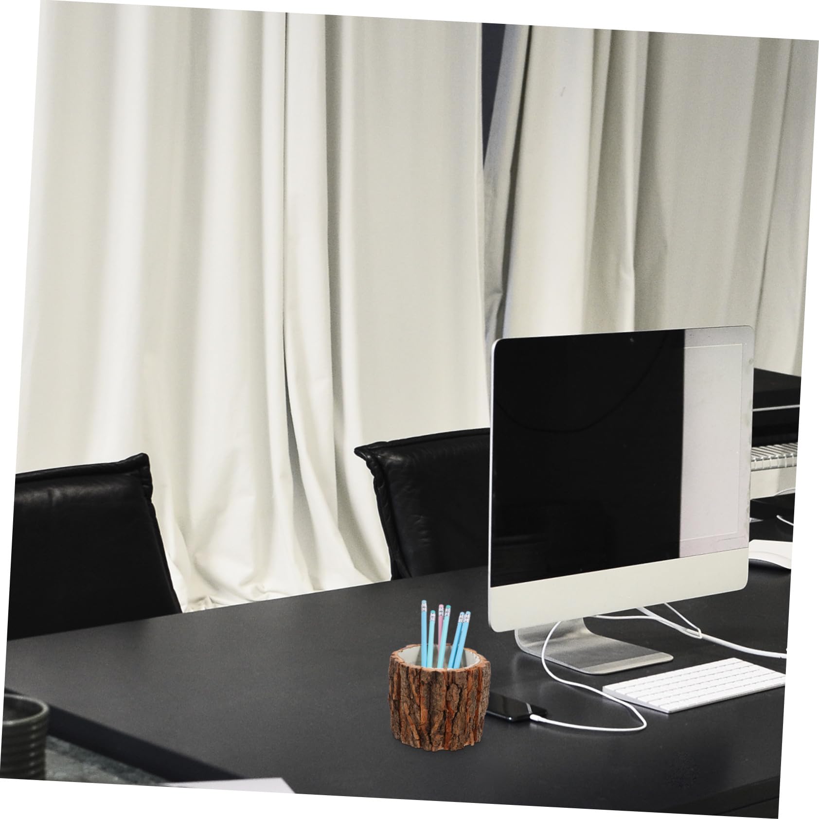 DOITOOL 4 Großer Kapazitäts Schreibtisch Stifthalter aus Naturholz Vielseitiger Organizer für Büro und Zuhause Dekorativer Vintage Stiftehalter für Kugelschreiber Pinsel und Kosmetik