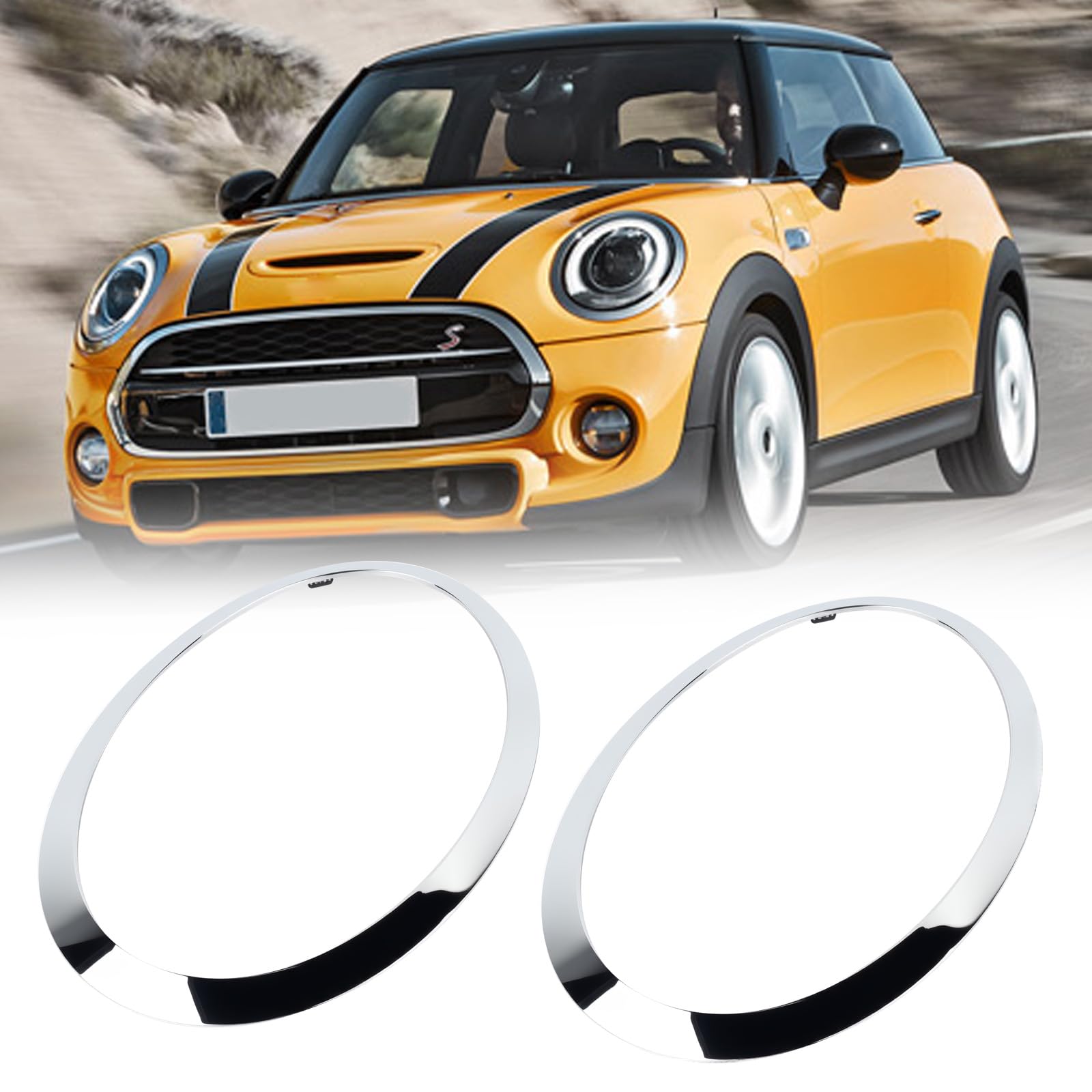 1 coppia di modanature per fari anteriori di ricambio per Mini F55 F56 F57 2014-2021 Numero produttore originale: 51137300631 51137300632 51712355791 51712355798