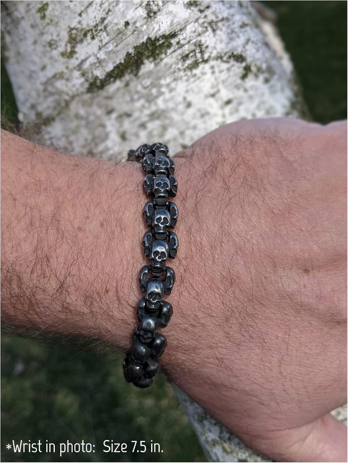 Skull Bracelet - BLACKSTATIC Collection - Premium Men's Vintage Punk Stainless Steel Biker Skull Bracelet. - Image 4