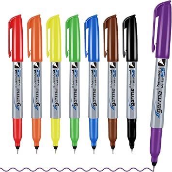 Cgerma Ultra Fine Point Permanent Marker Bulk, 8 Assorted Colors 0.4mm Fine Tip Permanent Markers set,Thin Tip Works on Paper, Glass, Ceramic, Plastic, Wood, Rock, Metal for Kids and Adult