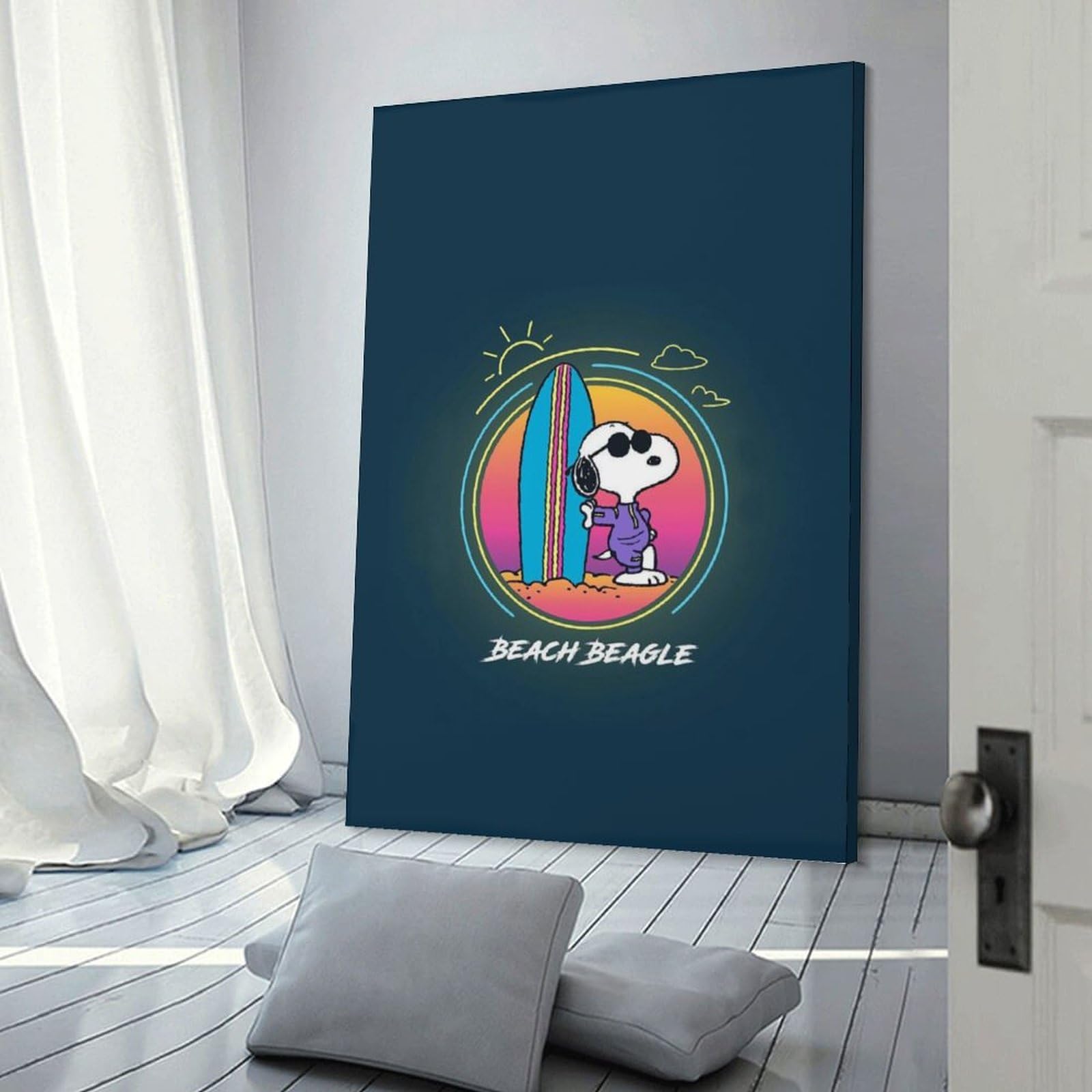 Amazon.co.jp: スヌーピー(サーフィンをする) キャンバス 絵画 絵 現代