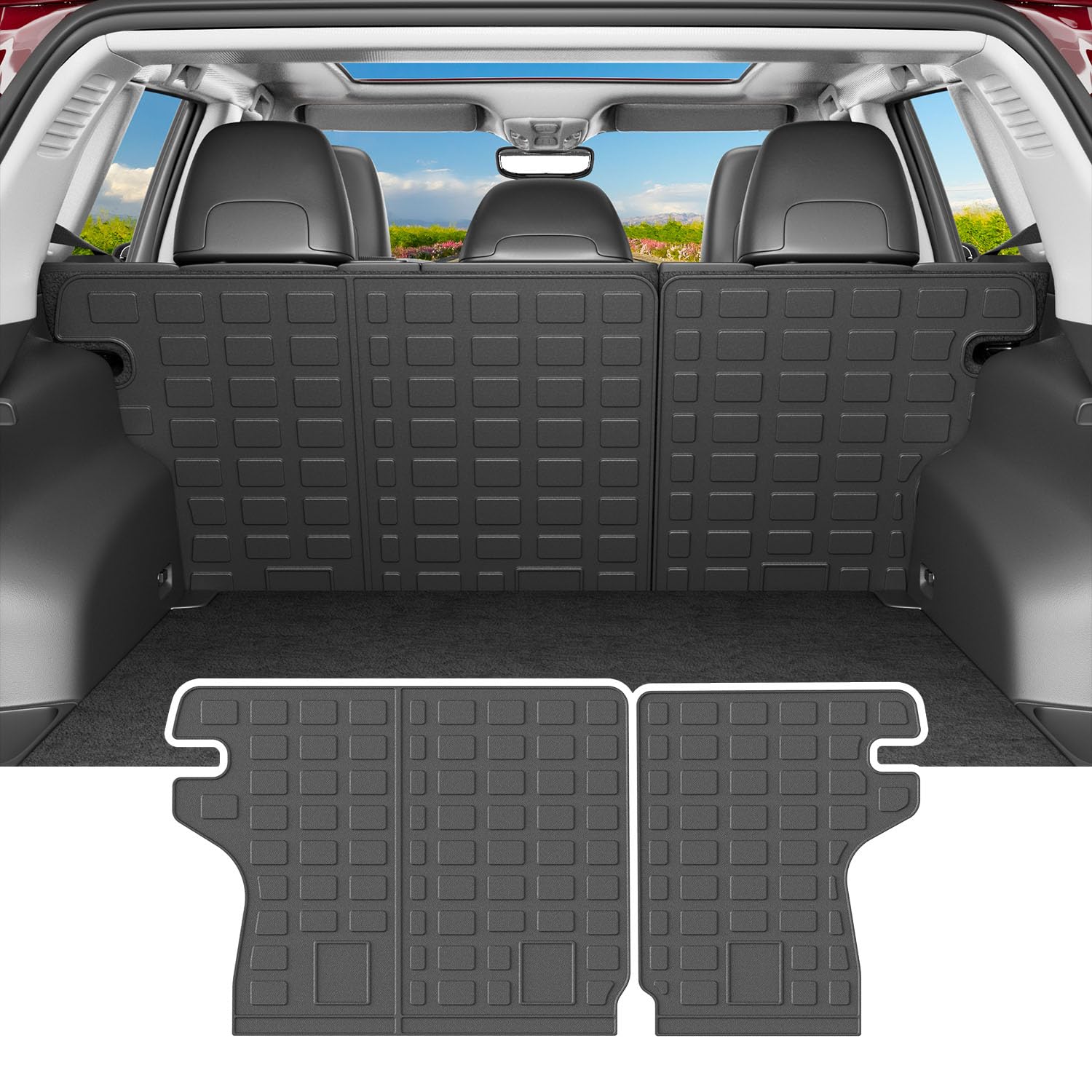 powoq Backrest Mat Compatible with 2017-2025 Jeep Compass TPE Rear Trunk Mat Back Seat Protector Replacement for 2017-2019 2020 2021 2022 2023 2024 2025 Jeep Compass Accessories (Rear Backrest Mat)