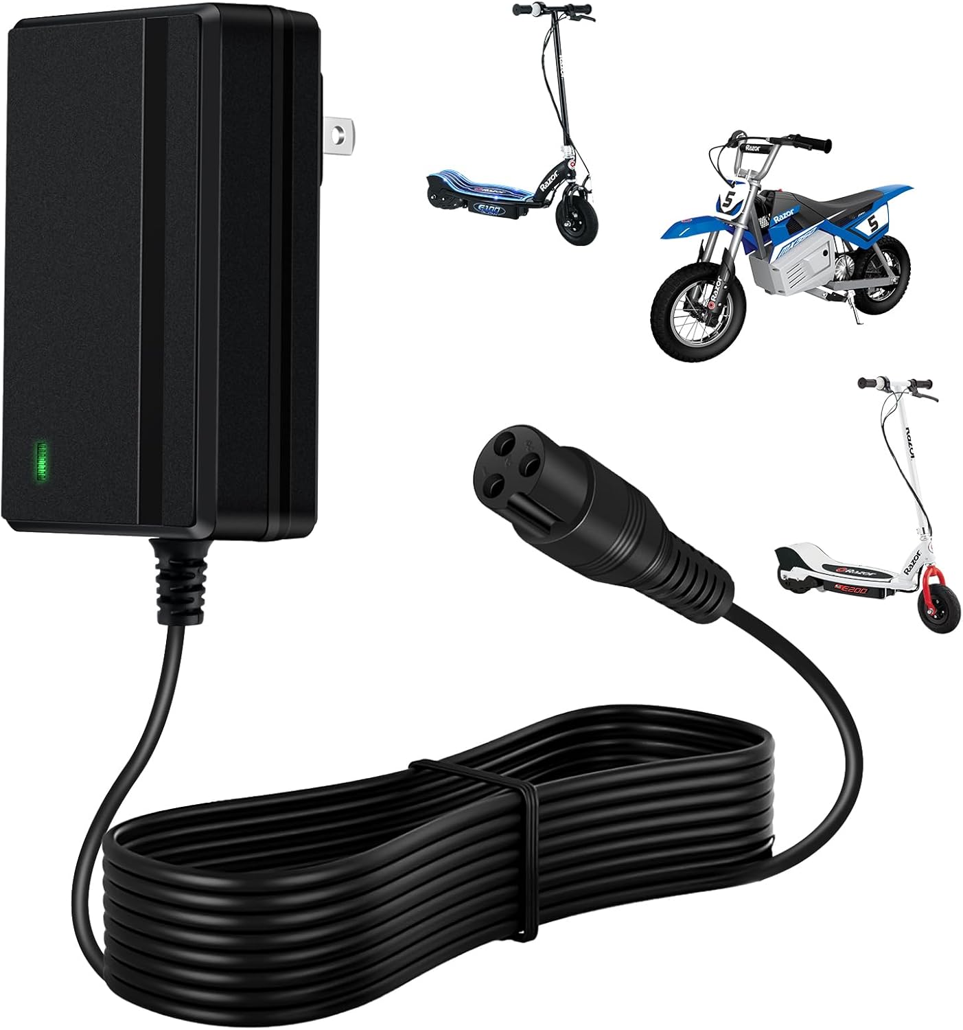 24V Charger for Electric Scooter Razor MX350 Electric Scooter Dirt Bike E100 E175 E200 E200S E300 E300S E500 Pocket Mod, Sports Mod and Dirt Quad