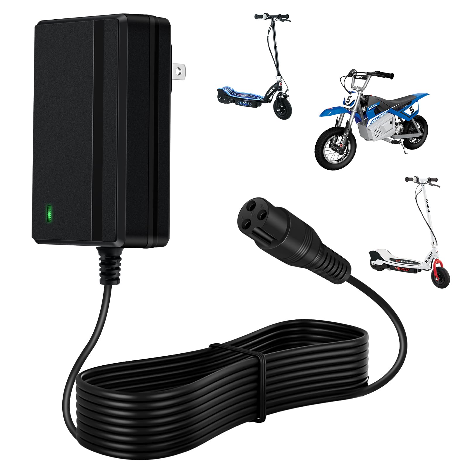 24V Charger for Electric Scooter Razor MX350 Electric Scooter Dirt Bike E100 E175 E200 E200S E300 E300S E500 Pocket Mod, Sports Mod and Dirt Quad