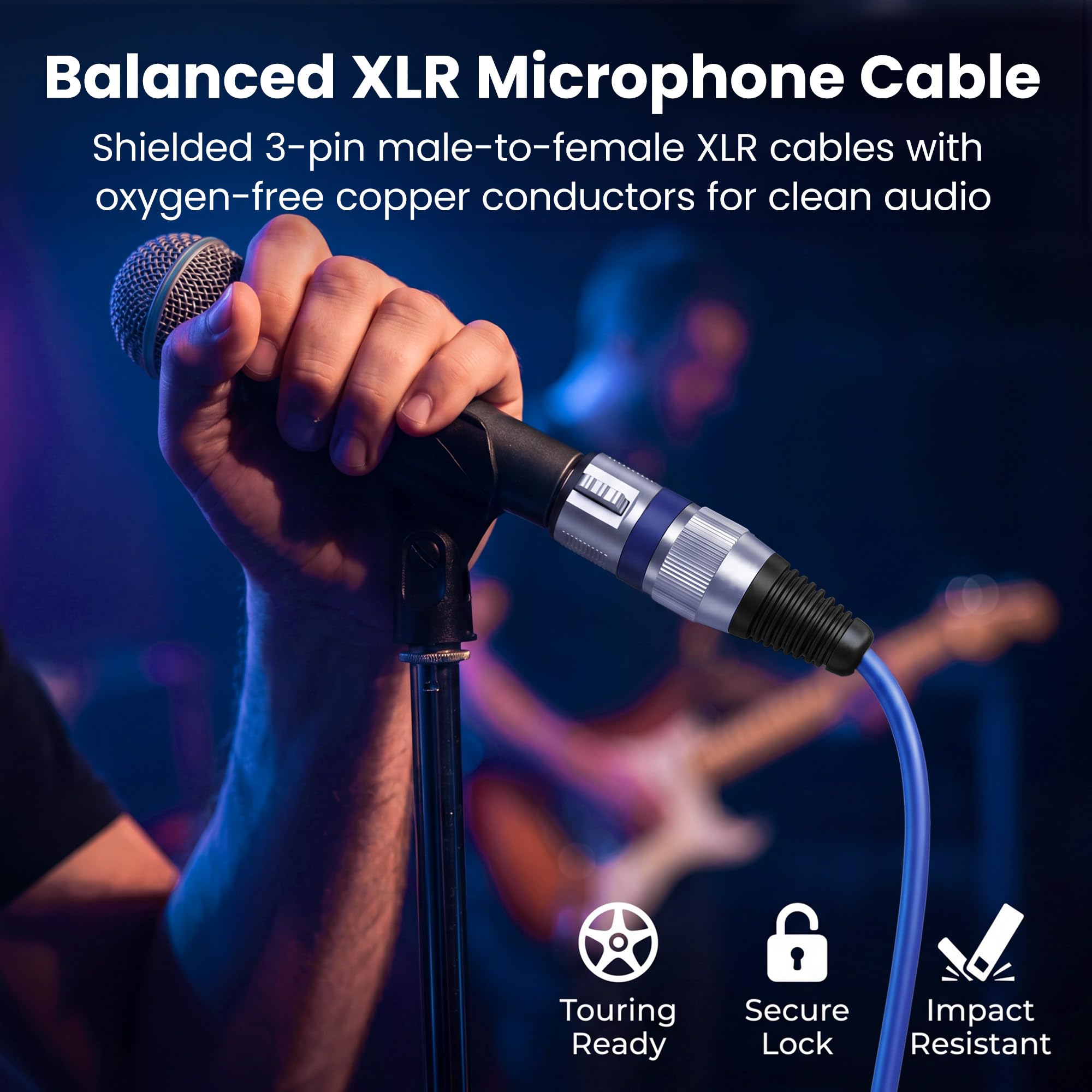 GearIT Cavo per microfono XLR (3 metri, 6 pezzi) – Cavo bilanciato schermato XLR maschio a femmina a 3 pin per mixer, studio, podcast, multicolore, 3 m, confezione da 6